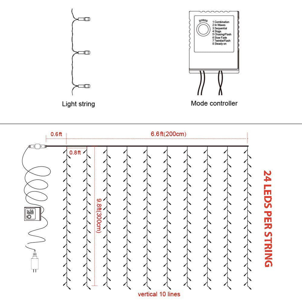 
                  
                    Lexton 190 Led 9.8 Feet Curtain Lights Icicle Lights Fairy String Lights with 8 Modes for Decoration (Warm White, 1) Standard
                  
                