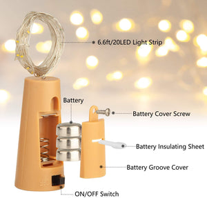 
                  
                    Lexton 20 LED Wine Bottle Cork Lights Copper Wire String Lights, 2M/7.2FT Battery Operated DIY (Warm White, Pack of 2)
                  
                