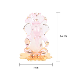 
                  
                    iCraft God Ganesh Sitting on Petal Statue (Murti) Idol Showpiece Handmade of Crystal Glass by for Worship, Decoration, Car Dashboard, Gift (White)
                  
                