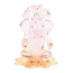 iCraft God Ganesh Sitting on Petal Statue (Murti) Idol Showpiece Handmade of Crystal Glass by for Worship, Decoration, Car Dashboard, Gift (White)