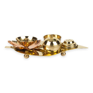 
                  
                    iCraft Brass Pooja Thali/Small Leaf-Shape Brass Pooja Thali Set (Gold)
                  
                