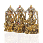 iCraft Metal Ganesh-Lakshmi-Saraswati Idol for Pooja and Home Decoration (Gold), Standard Size